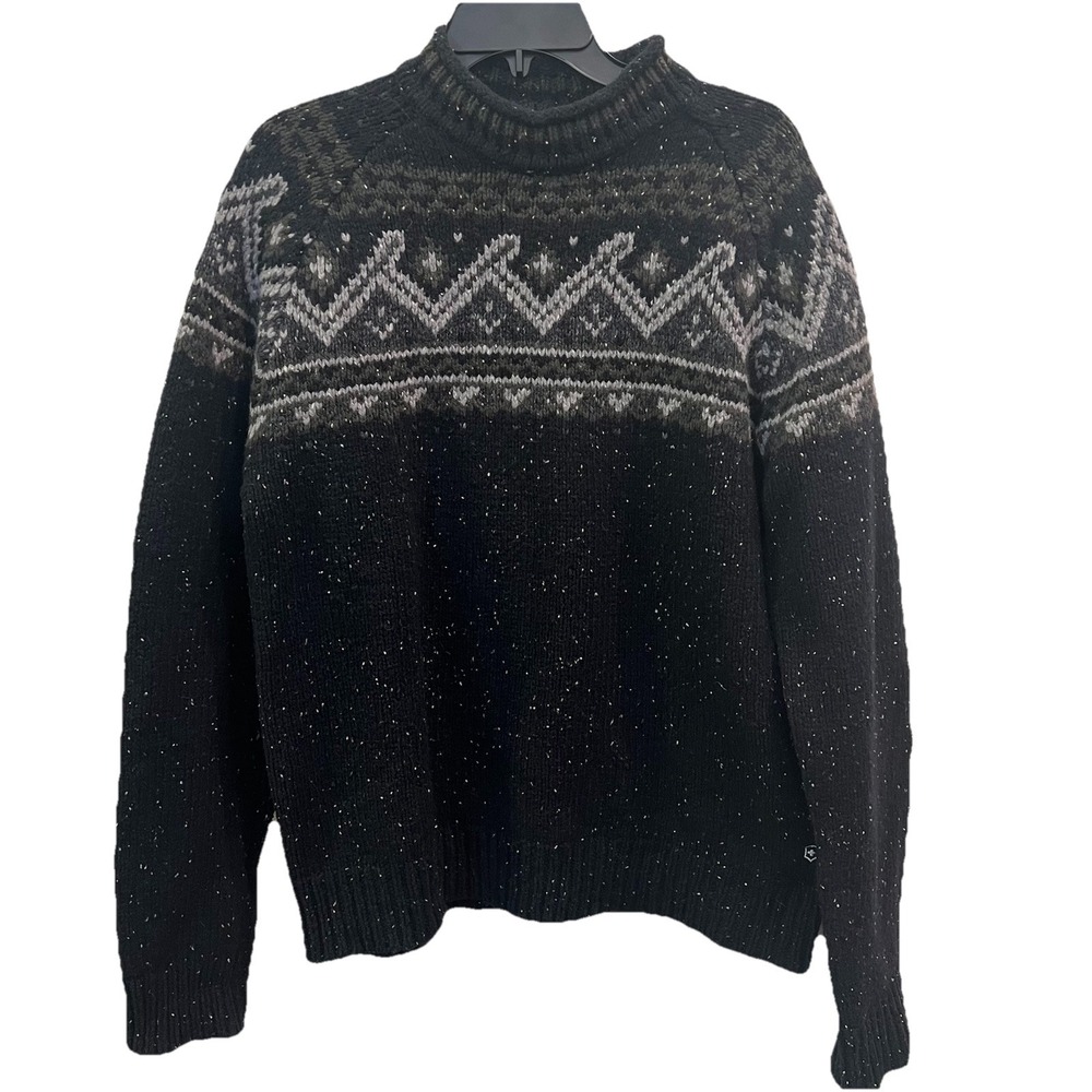 Victorinox Swiss Army Fair Isle Wool Blend Sweater Size XLarge Green Mock Neck‎